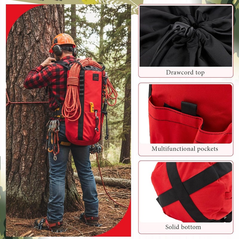 LOYIM Arborist Rope Storage Bag 30l Tree Rock Climbing Rope Arborist Equipment Bucket Backpack Waterproof Throw Line Bag Large Capacity with Side Storage Pockets Tough Rock and Tree Climbing Gear - Image 3